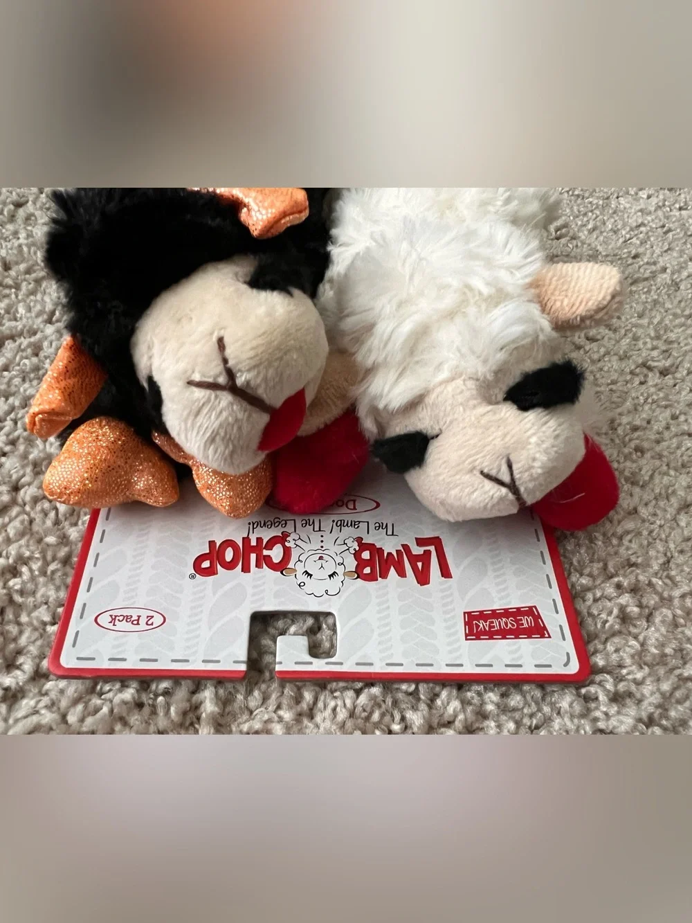 Lamb Chop Halloween Dog Toy - (2) Pack Plush Squeaky